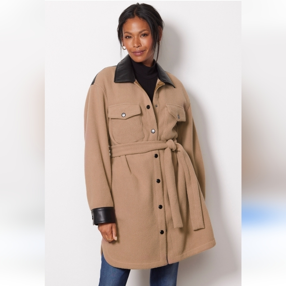 Lamarque Zosia Polar Fleece Dress Sesame Belted Shacket